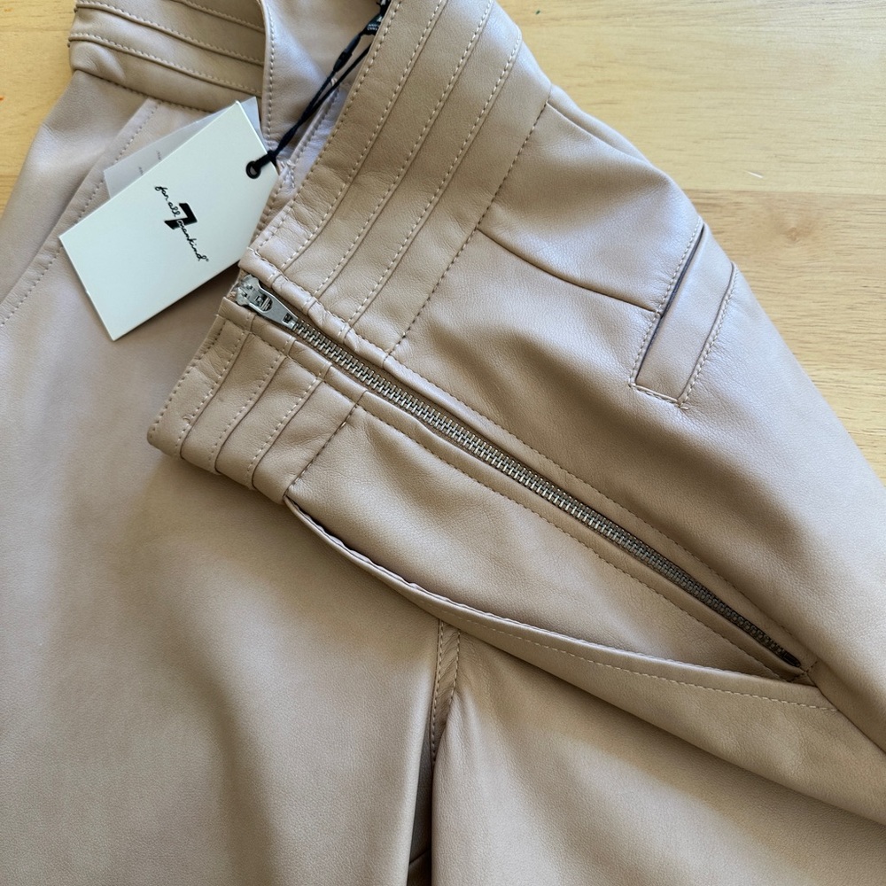 7 For All Mankind Faux Leather Pants, Color Tan, Size Medium, NWT - Picture 4 of 7